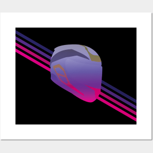 Motorcycle helmet synthwave style Posters and Art